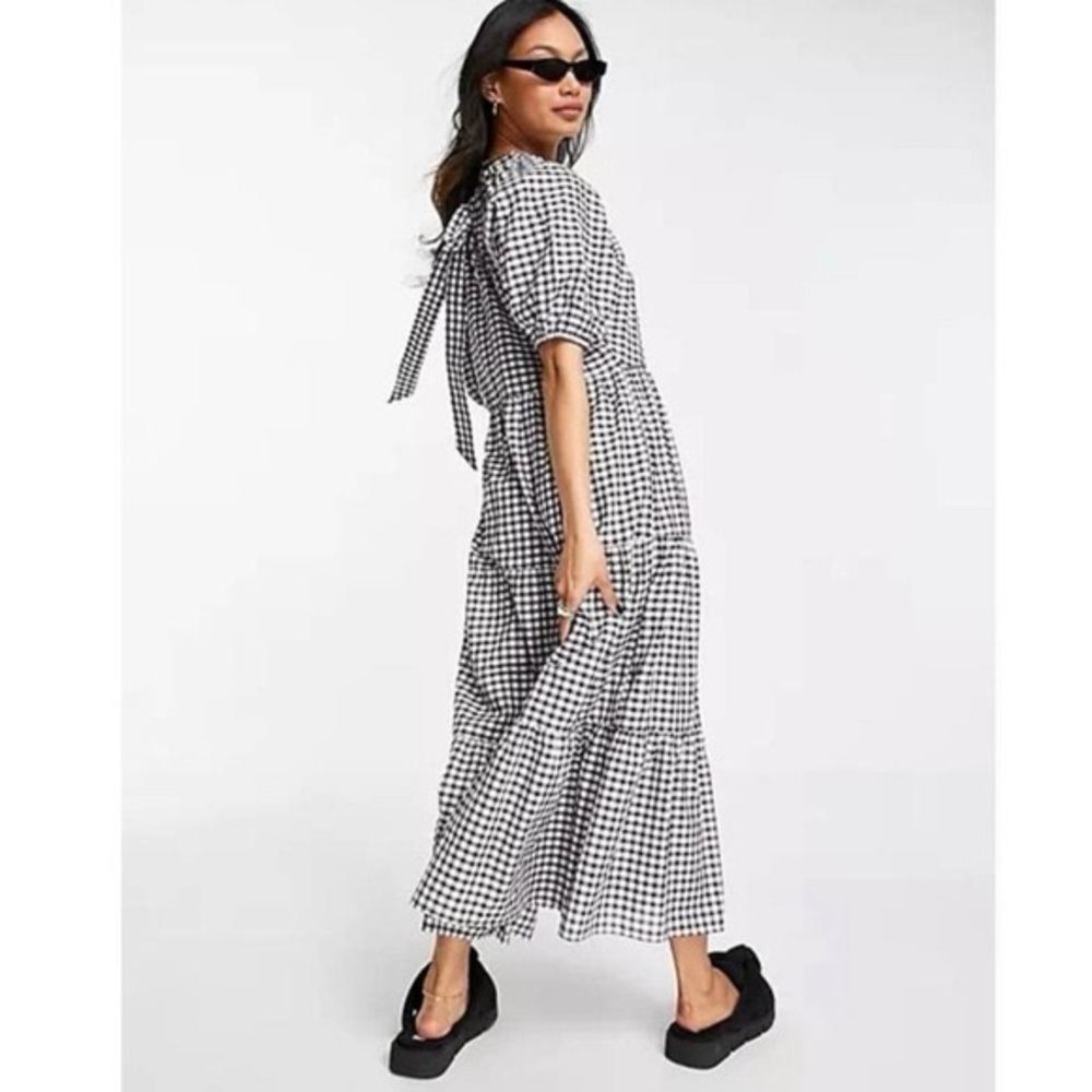 MNG by Mango Gingham Back Tie Dress - Size 2